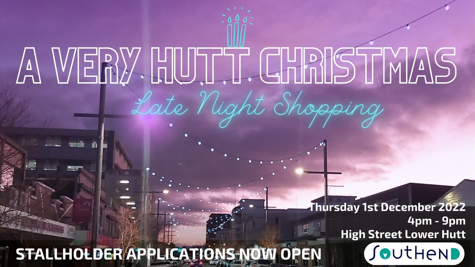 A Very Hutt Christmas High Street with Christmas lights